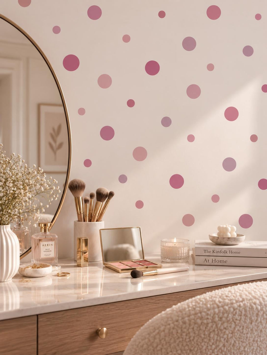 69 Pink Polka Dot Wall Decals