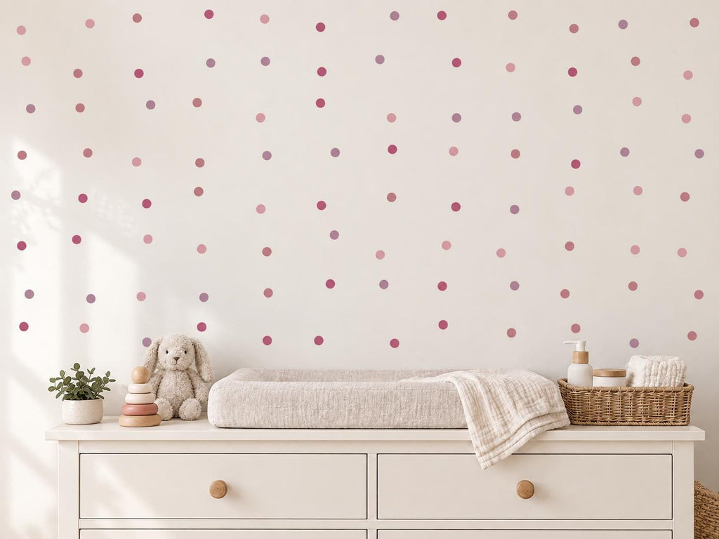 96 Pink Polka Dot Wall Decals