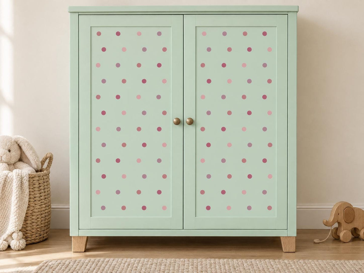 96 Pink Polka Dot Wall Decals