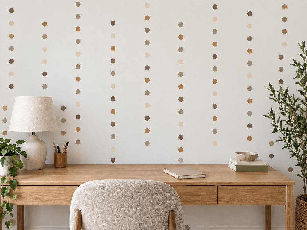 96 Neutral Brown Polka Dot Wall Decals