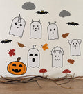 Midi Halloween autumn ghost and pumpkin wall decal set