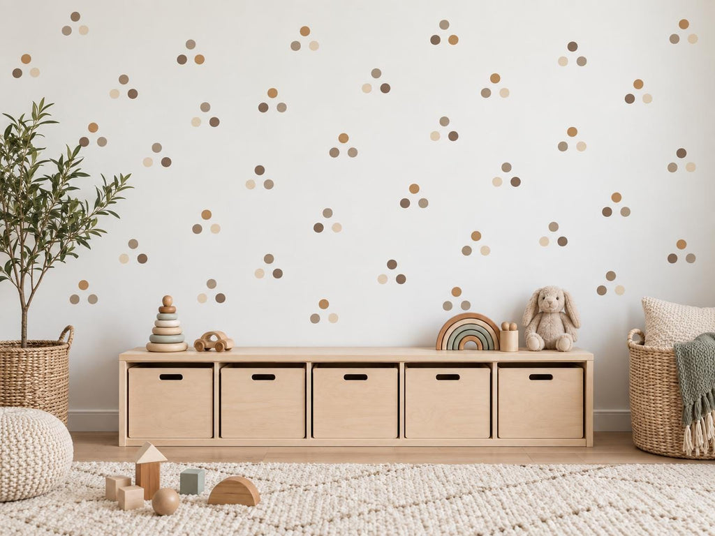 96 Neutral Brown Polka Dot Wall Decals