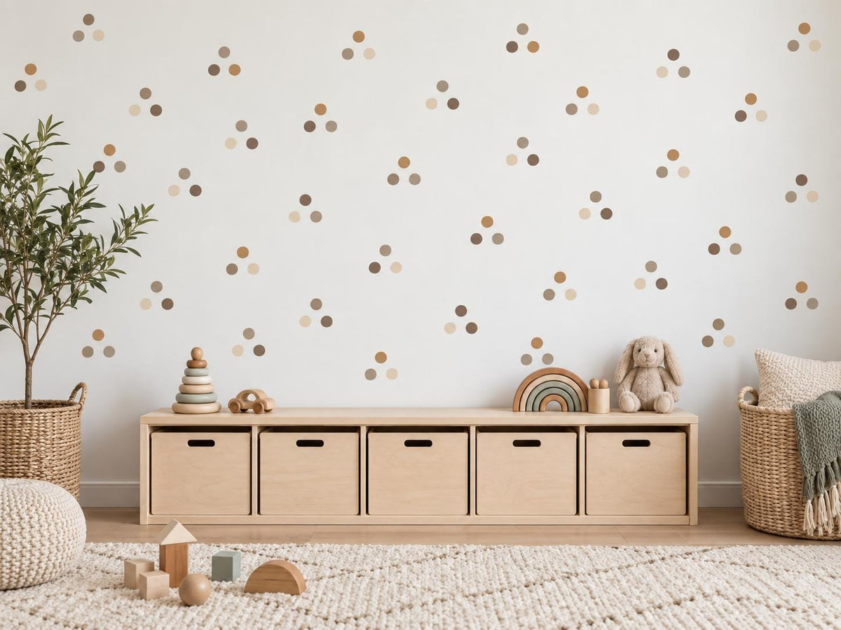 96 Neutral Brown Polka Dot Wall Decals