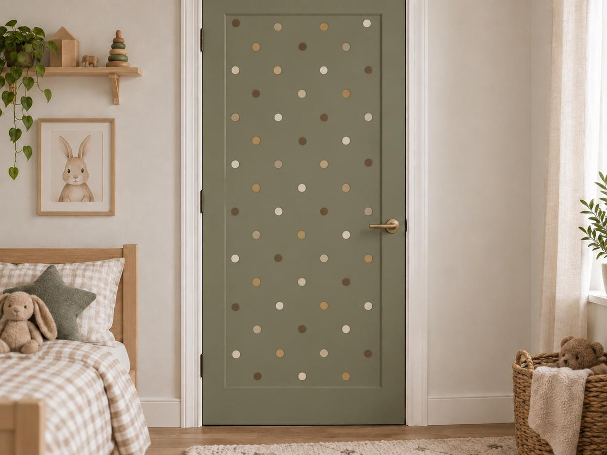 96 Neutral Brown Polka Dot Wall Decals