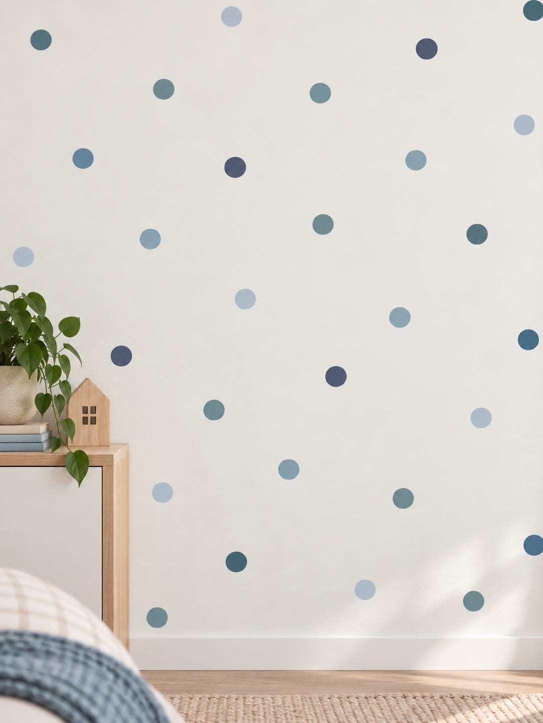 96 Blue Polka Dot Wall Decals