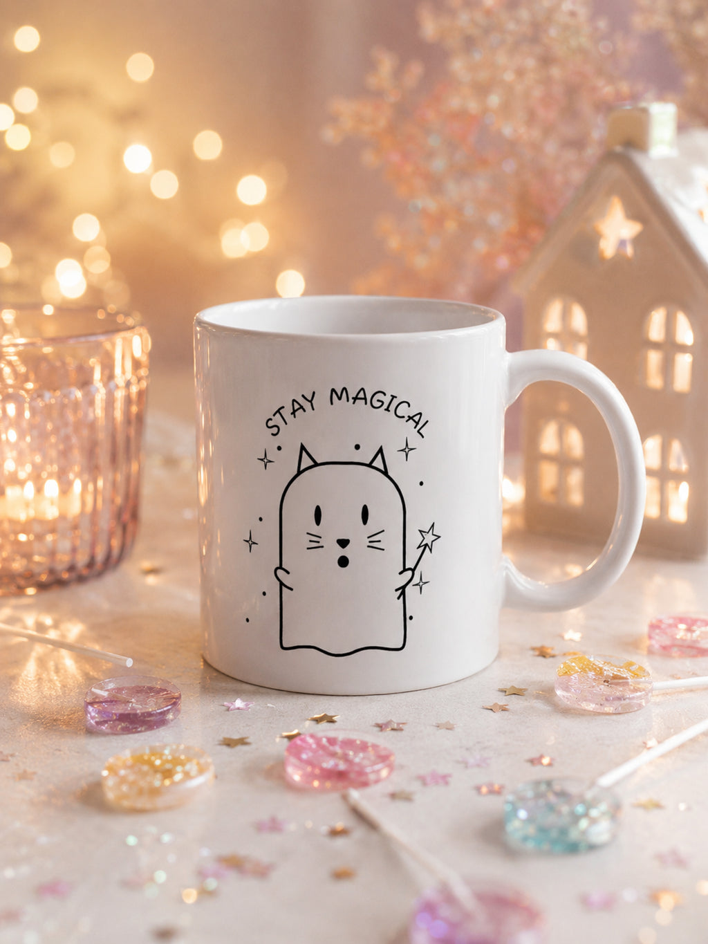 Stay Magical Ghost Cat Mug