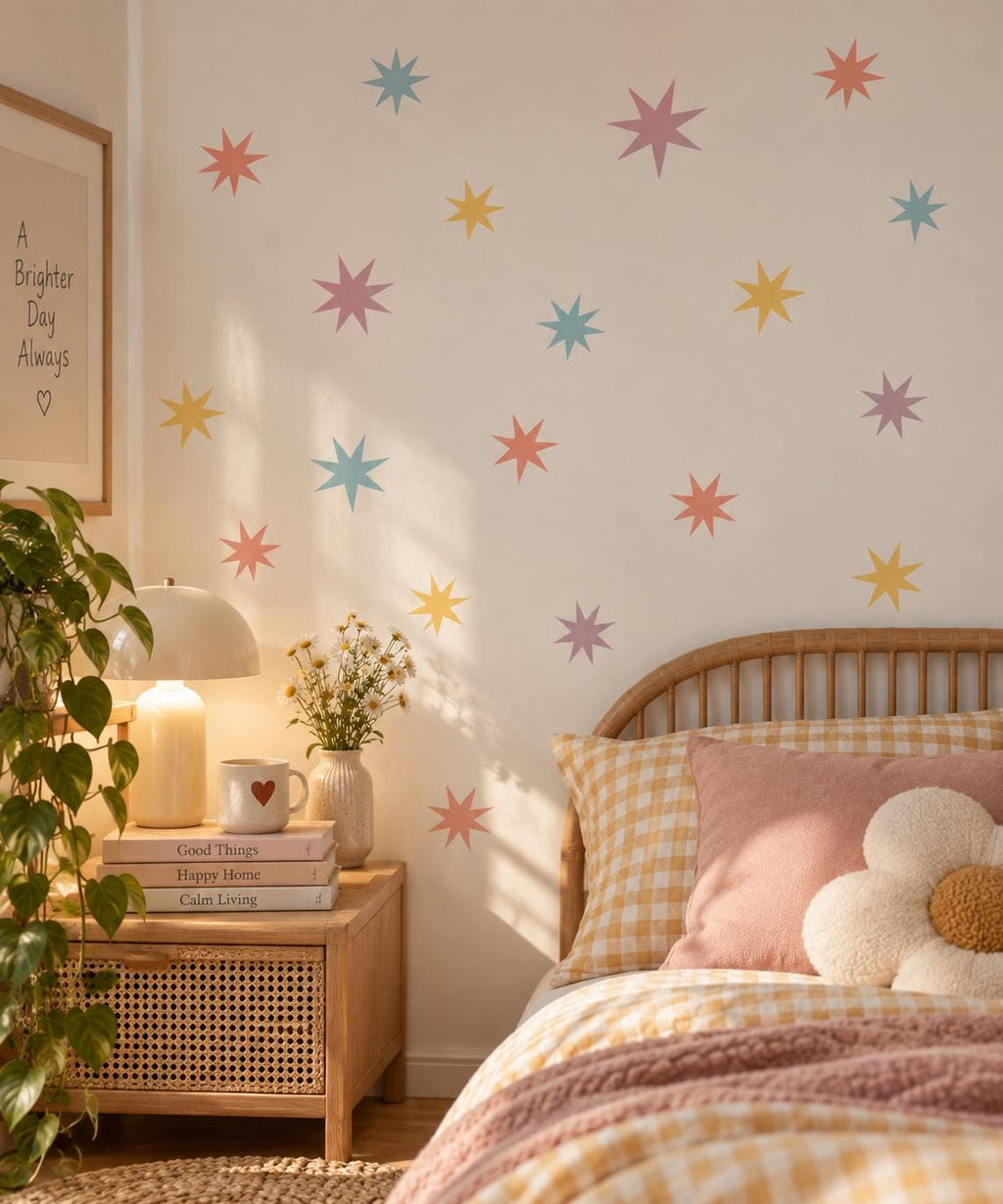 Pastel star sticker detail