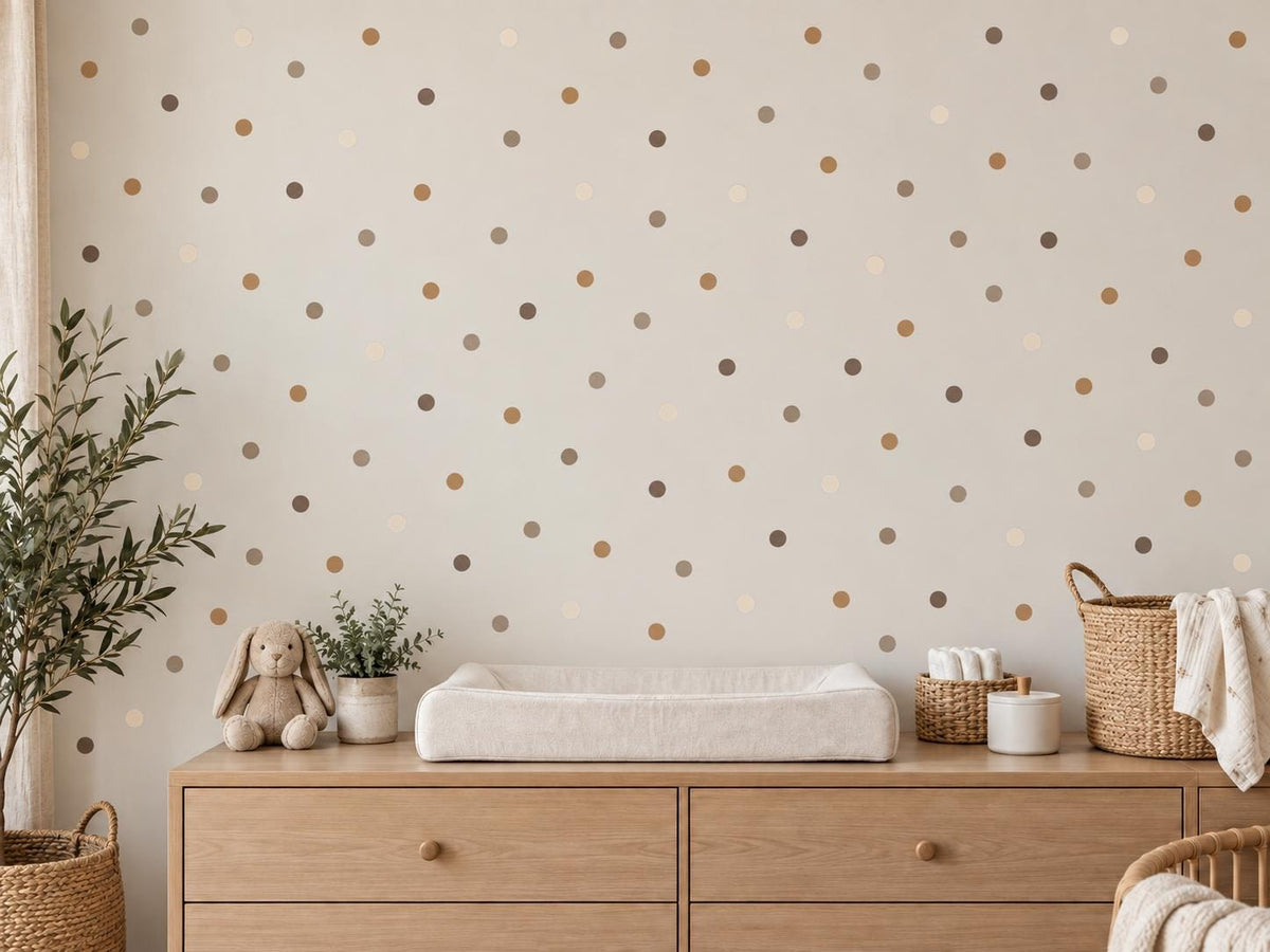 96 Neutral Brown Polka Dot Wall Decals