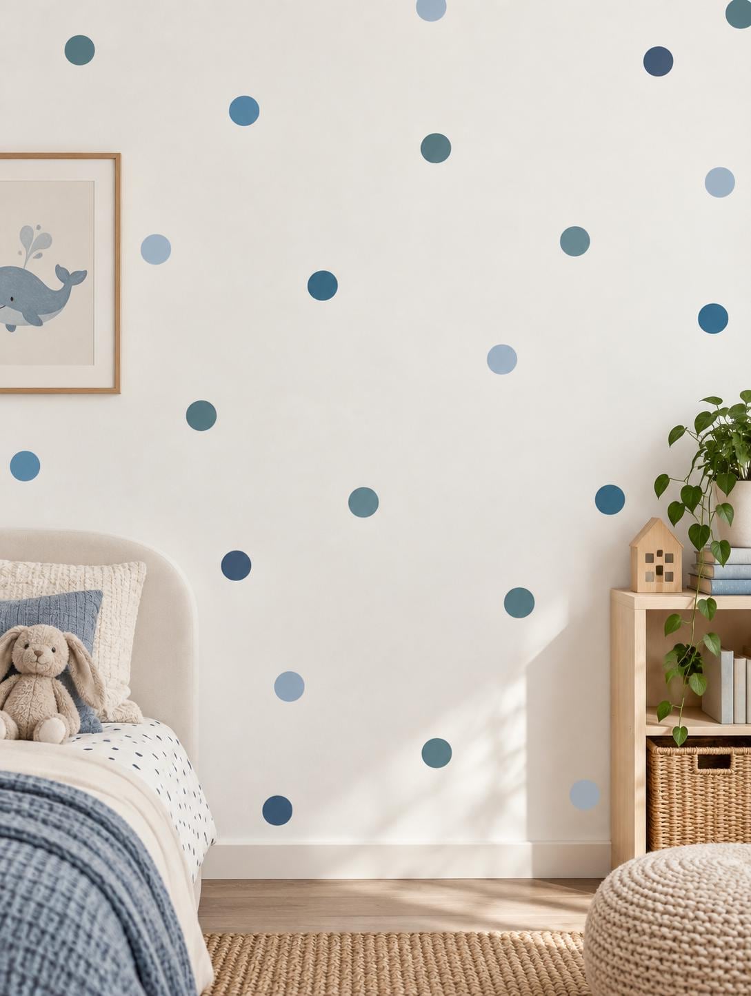 96 Blue Polka Dot Wall Decals