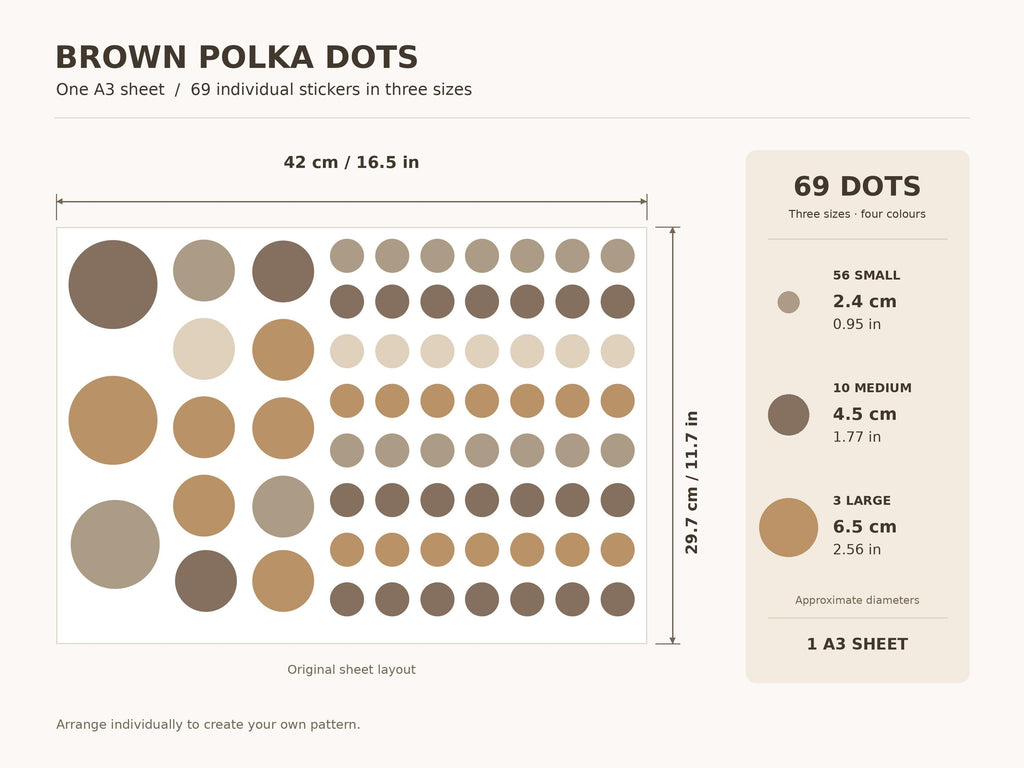 69 Neutral Polka Dot Wall Decals
