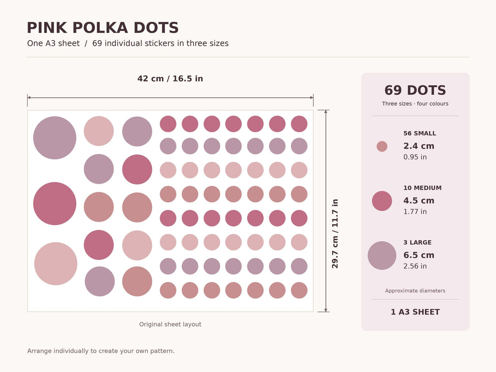 69 Pink Polka Dot Wall Decals