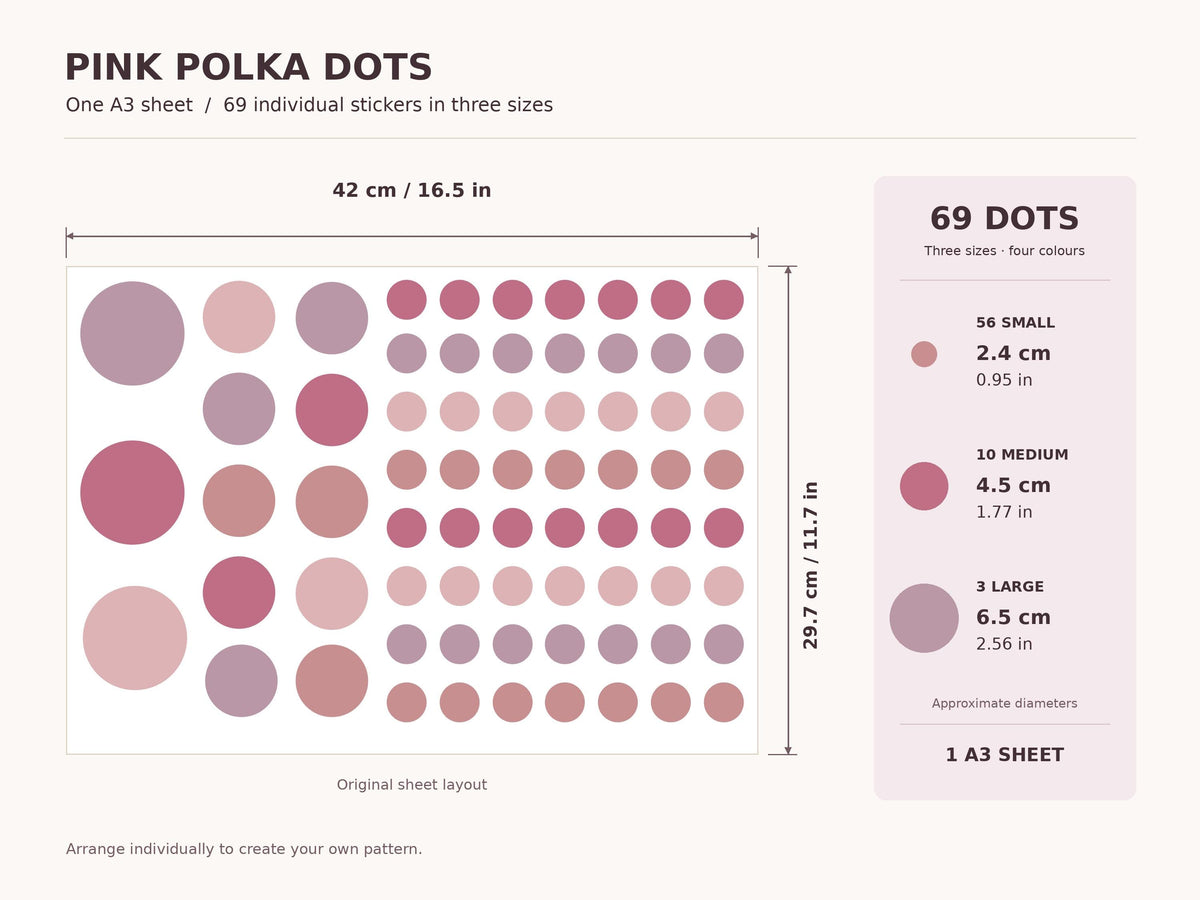 69 Pink Polka Dot Wall Decals