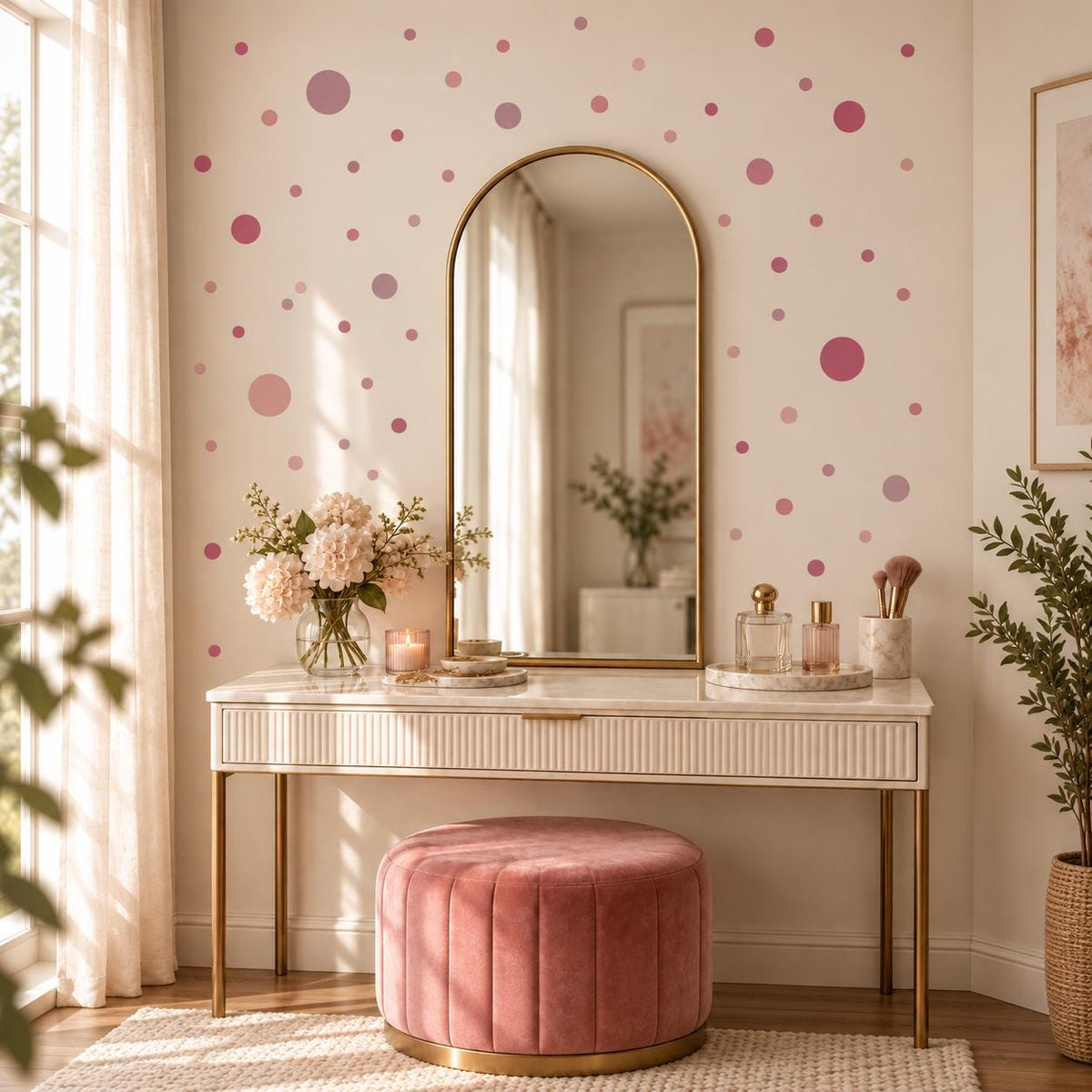 69 Pink Polka Dot Wall Decals