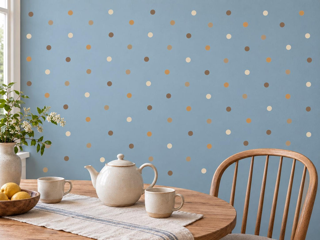 96 Neutral Brown Polka Dot Wall Decals