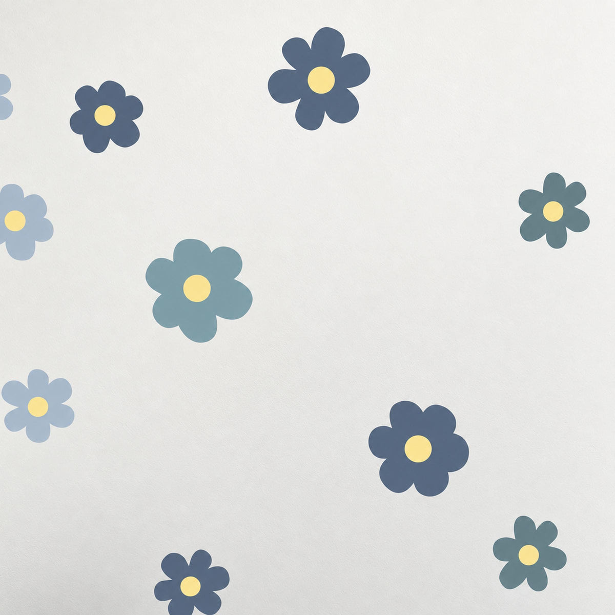 A3 sheet of 17 blue flower wall decals with size guide