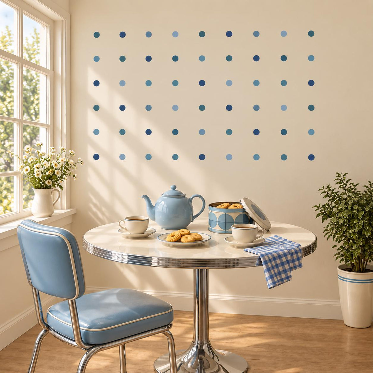 96 Blue Polka Dot Wall Decals