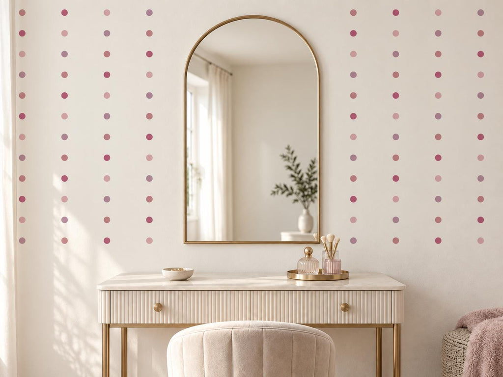 96 Pink Polka Dot Wall Decals