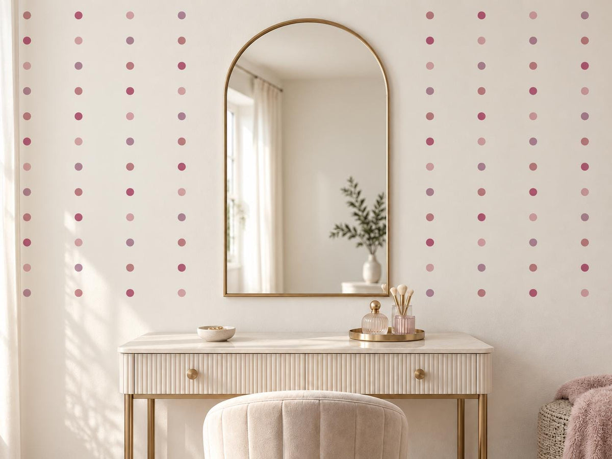 96 Pink Polka Dot Wall Decals