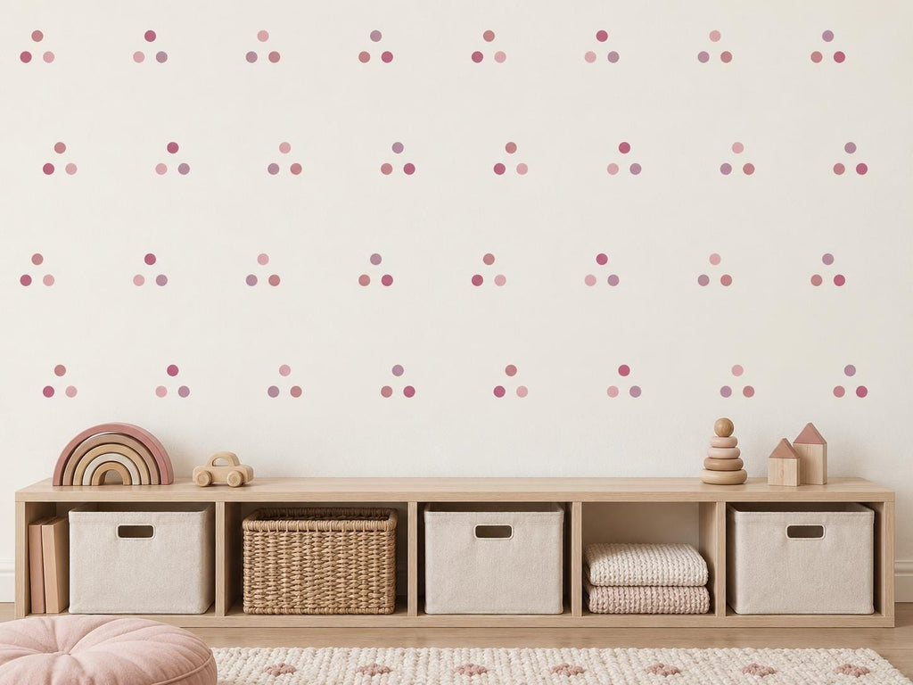 96 Pink Polka Dot Wall Decals