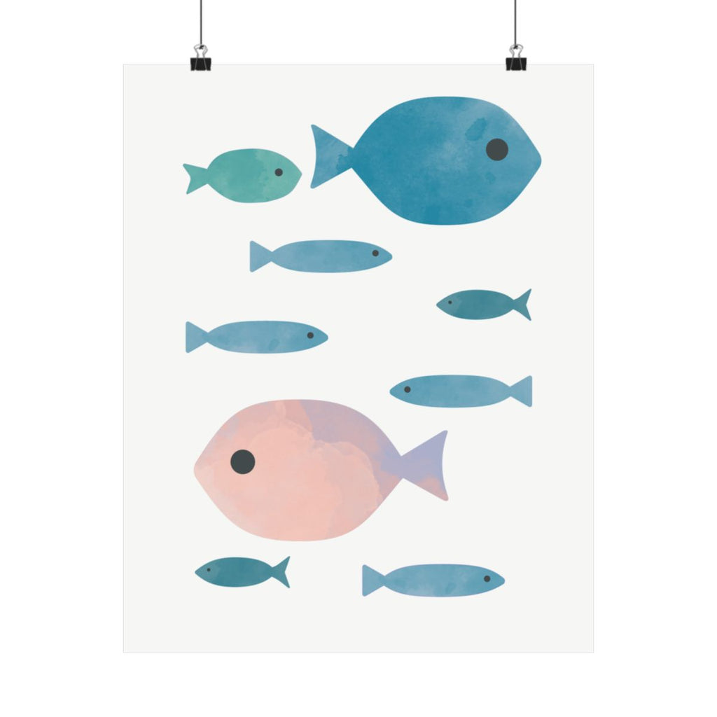 Fish nursery poster on a wall