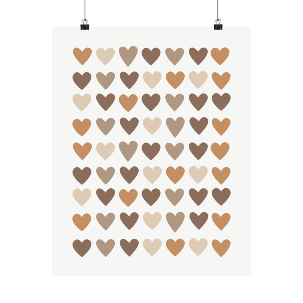 Neutral heart pattern poster on a wall