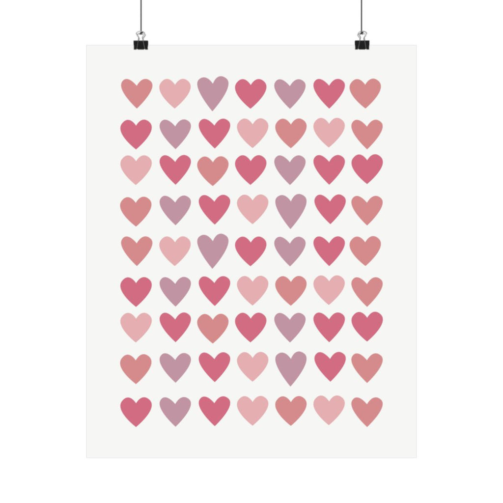 Pink heart pattern poster on a wall