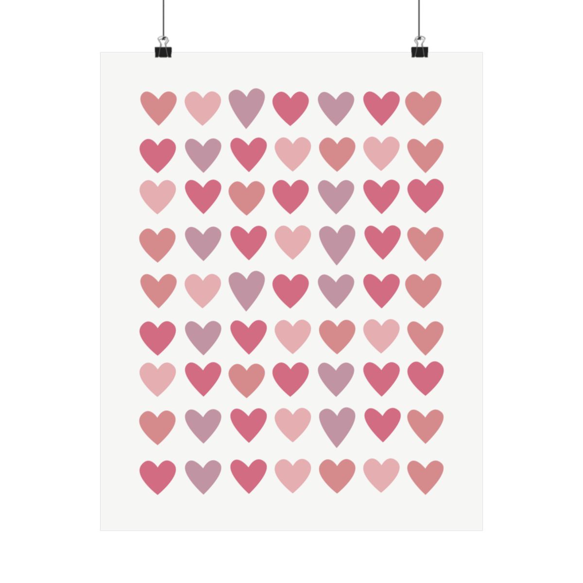 Pink heart pattern poster on a wall