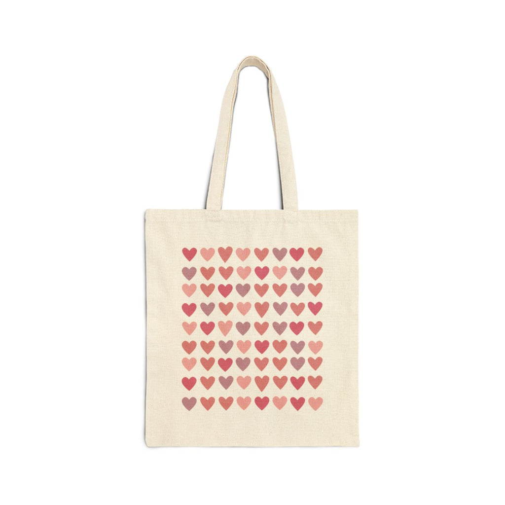 Pink heart canvas tote bag