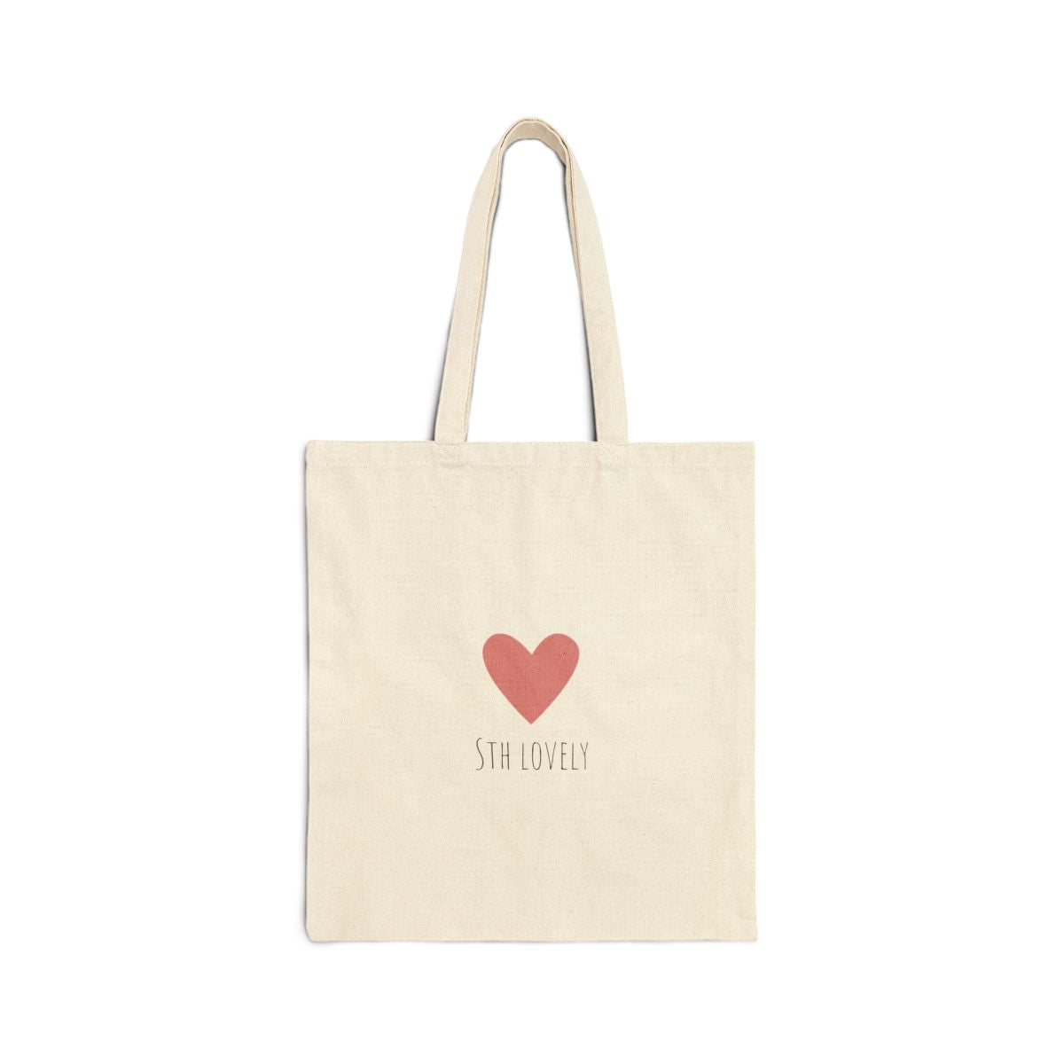 Front of the pink heart tote bag